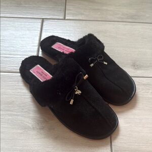 Kate Spade Black Slippers with Gold Accents